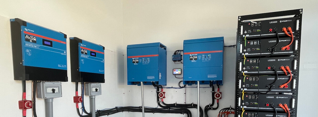 Victron Energy power system with Pylontech lithium battery bank in