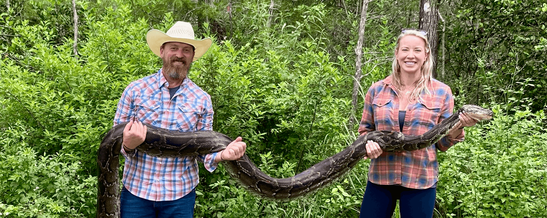 Brandon Rahe and Amanda Radford during the Florida Python Challenge