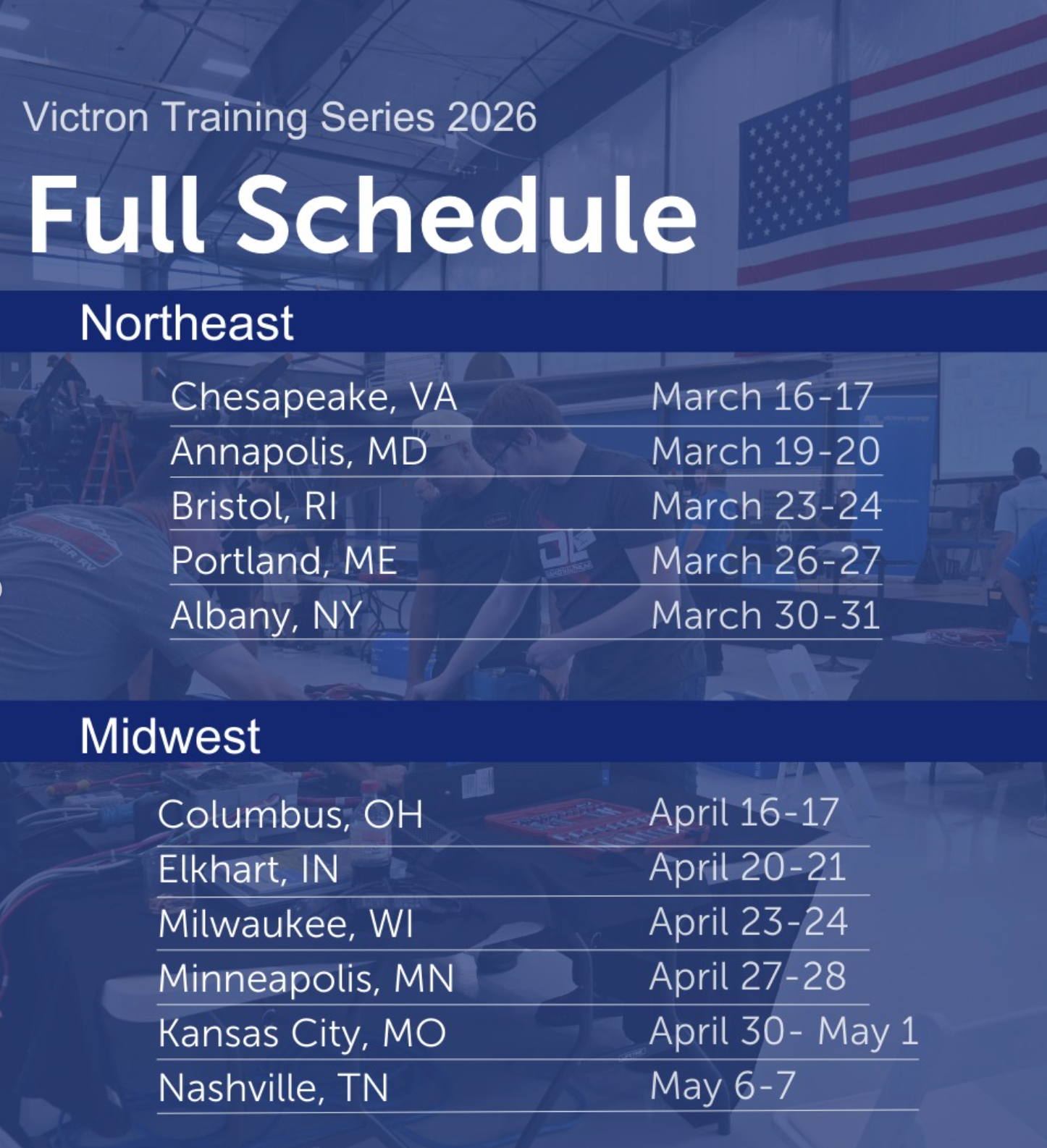 Victron Energy 2026 Training Schedule