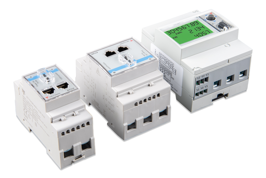 Photo of Energy Meters ET112, ET340 and EM24 (right)